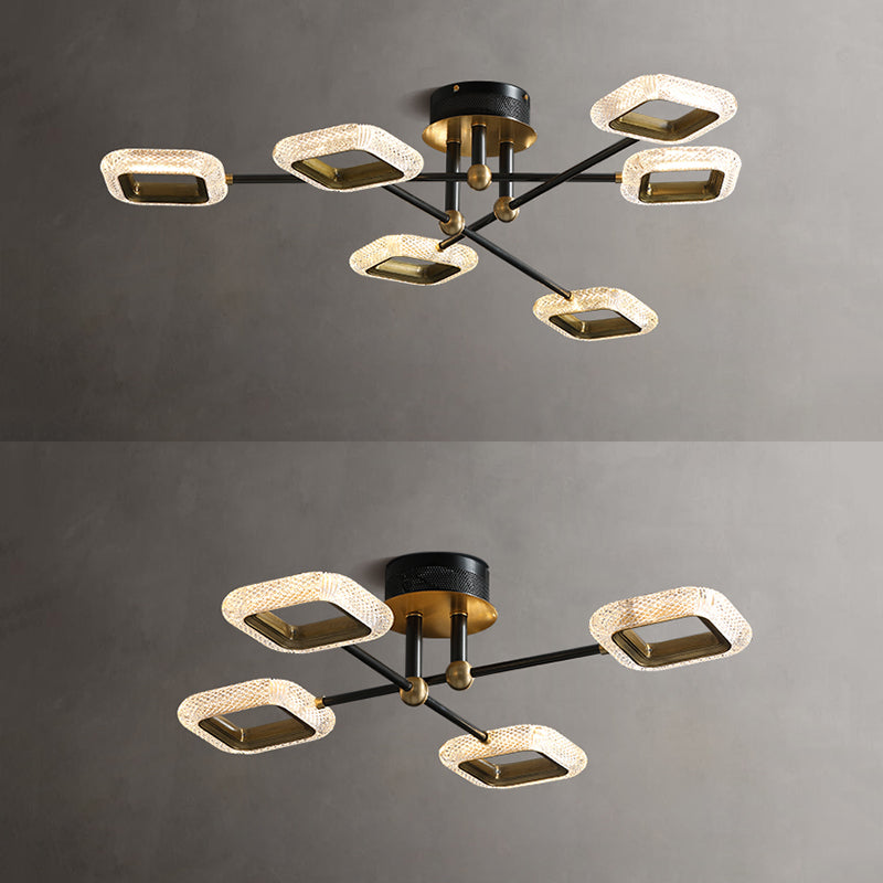 Nouveau Plafonniers semi-encastrés Spoutnik en verre noir encastré moderne pour salon