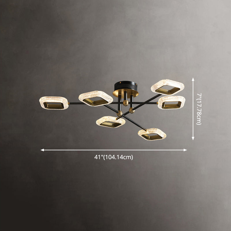 Nouveau Plafonniers semi-encastrés Spoutnik en verre noir encastré moderne pour salon