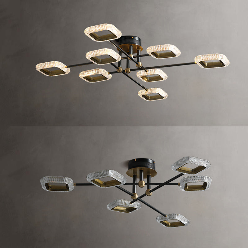 Nuevo Luces de techo semiempotradas Sputnik de cristal negro moderno para sala de estar