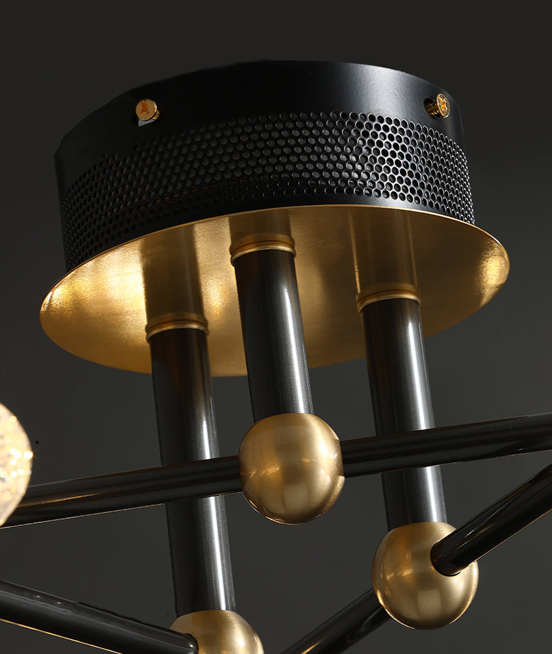 Nouveau Plafonniers semi-encastrés Spoutnik en verre noir encastré moderne pour salon