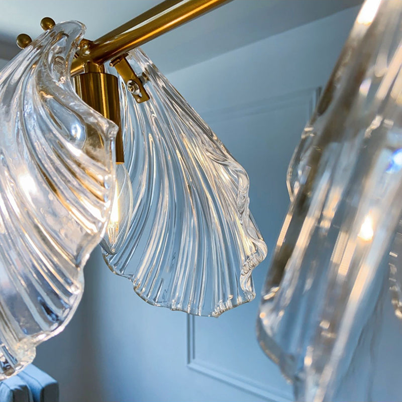 New Modern Fluted Glass Chandelier Lamp Linear Island Pendant for Dining Room