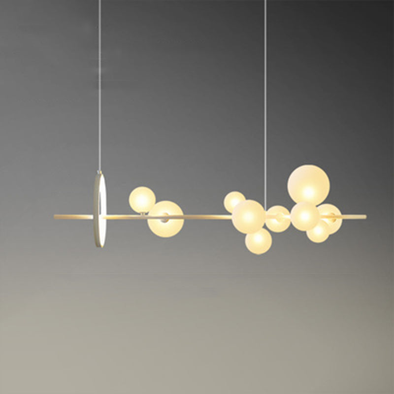 Modern Simple Chandelier Linear Clear Glass Island Chandelier Lights for Dining Room