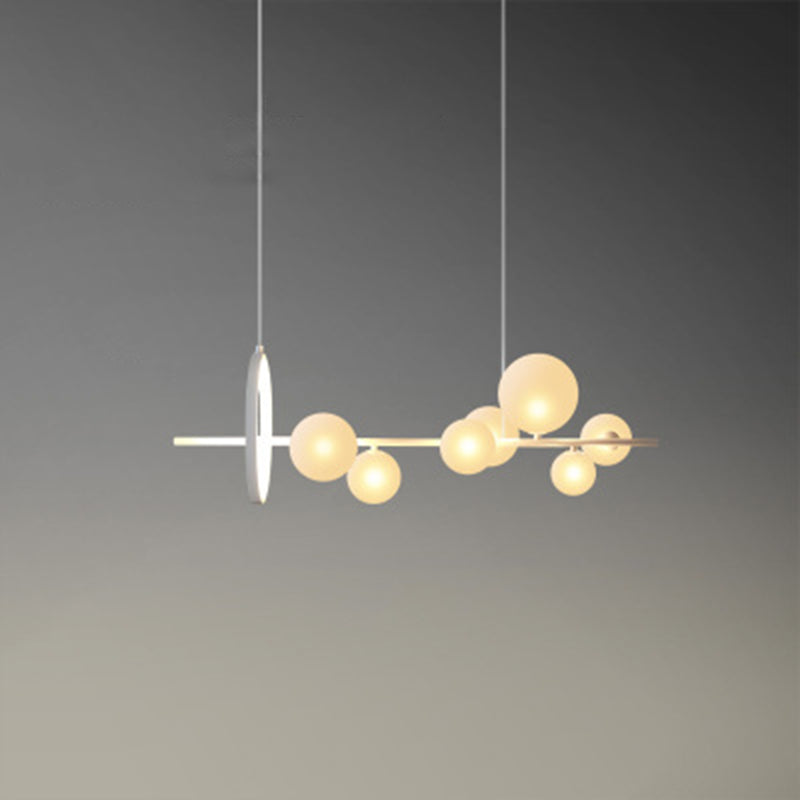 Modern Simple Chandelier Linear Clear Glass Island Chandelier Lights for Dining Room