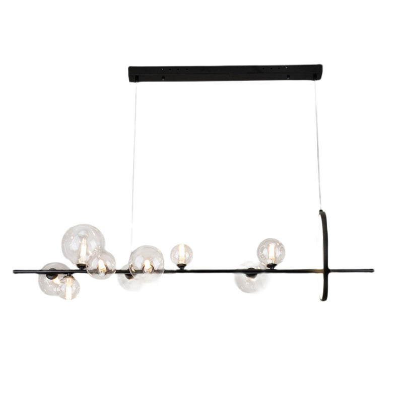 Modern Simple Chandelier Linear Clear Glass Island Chandelier Lights for Dining Room