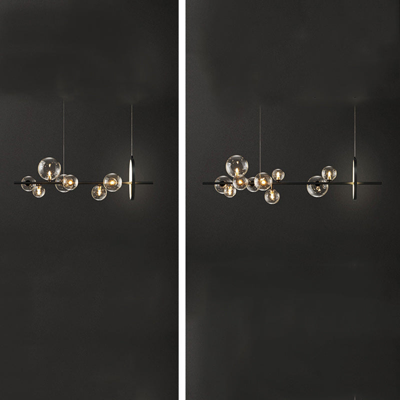 Modern Simple Chandelier Linear Clear Glass Island Chandelier Lights for Dining Room