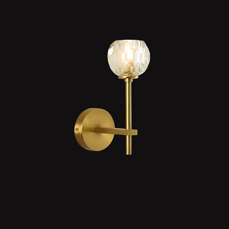Modern Style Wall Lighting Fixture Gold Shaded Wall Mounted Light with Crystal Shade