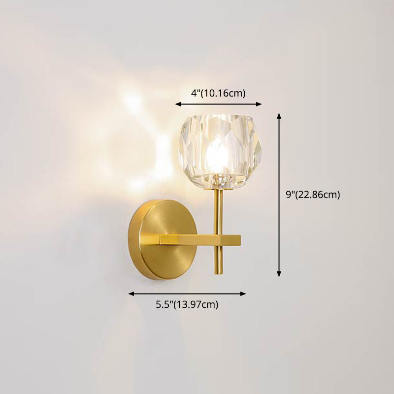 Modern Style Wall Lighting Fixture Gold Shaded Wall Mounted Light with Crystal Shade