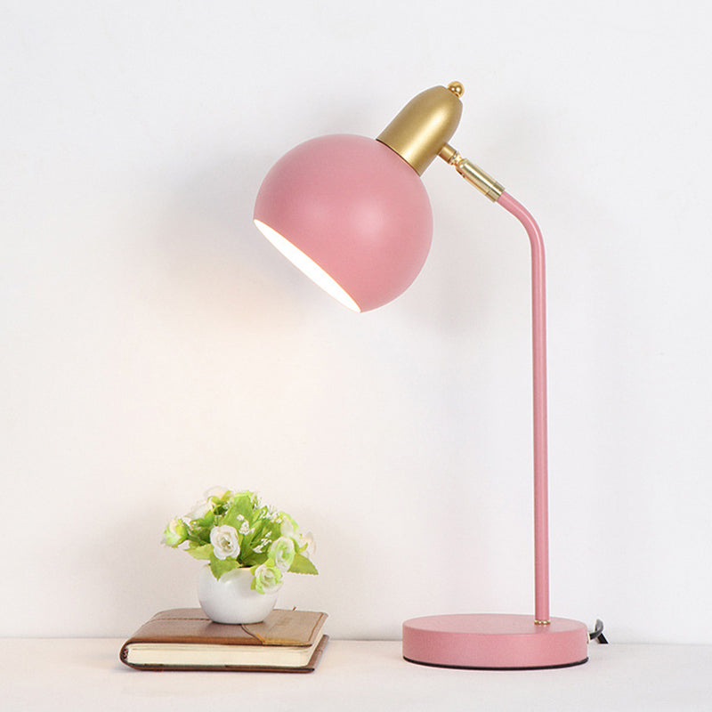 Lighting de mesa de domo metálico Macaron 1 Lámpara de lectura ajustable de cabeza para dormitorio