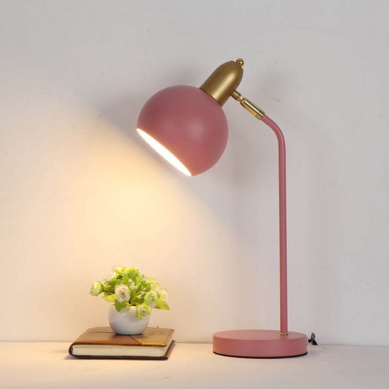 Lighting de mesa de domo metálico Macaron 1 Lámpara de lectura ajustable de cabeza para dormitorio