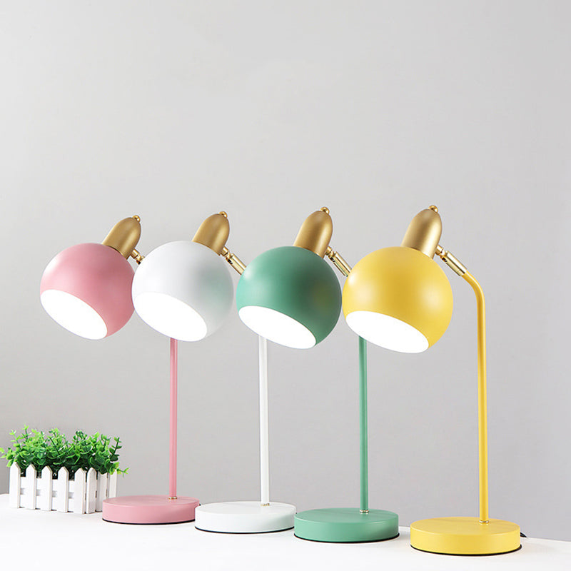 Lighting de mesa de domo metálico Macaron 1 Lámpara de lectura ajustable de cabeza para dormitorio