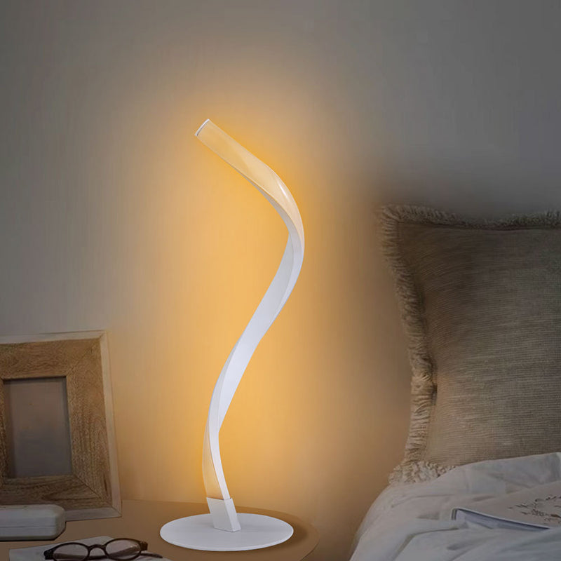 Ribbon Shaped Bedside Night Lamp Metal Decorative LED Table Light for Living Room