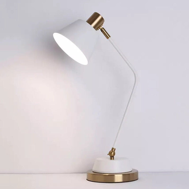 Bend Arm Table Lamp Nordic Metal 1-Bulb Study Room Desk Light with Swivel Shade