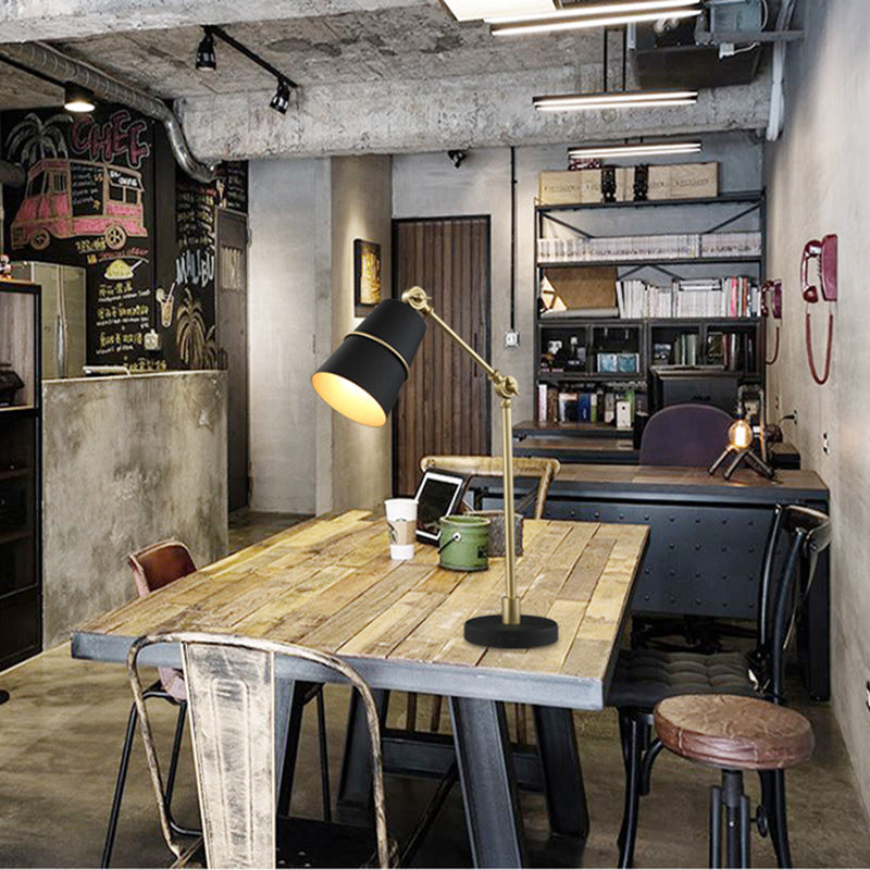 Lámpara de lectura de brazo colgante posmoderno 1 cabezal de la mesa de dormitorio con sombra de cono