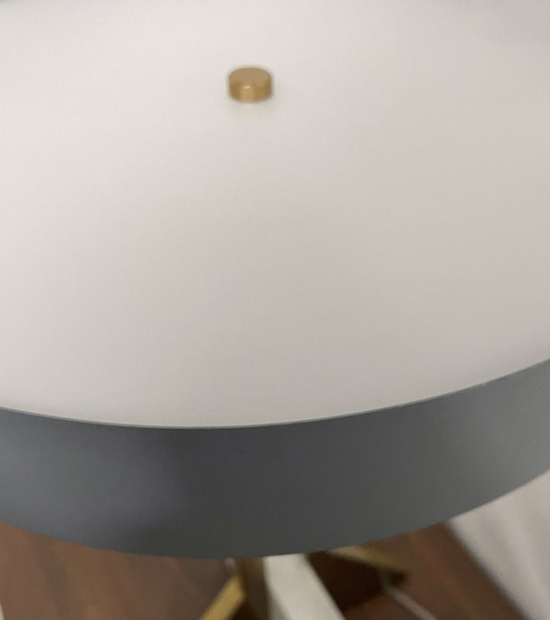 Round LED Table Lamp Postmodern Metal Black and Gold Nightstand Light with Marble Quadpod