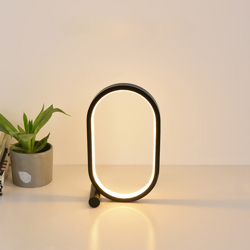 Oval Nightstand Light Simplicity Acrylic Bedside LED Table Light with USB Charging Cord