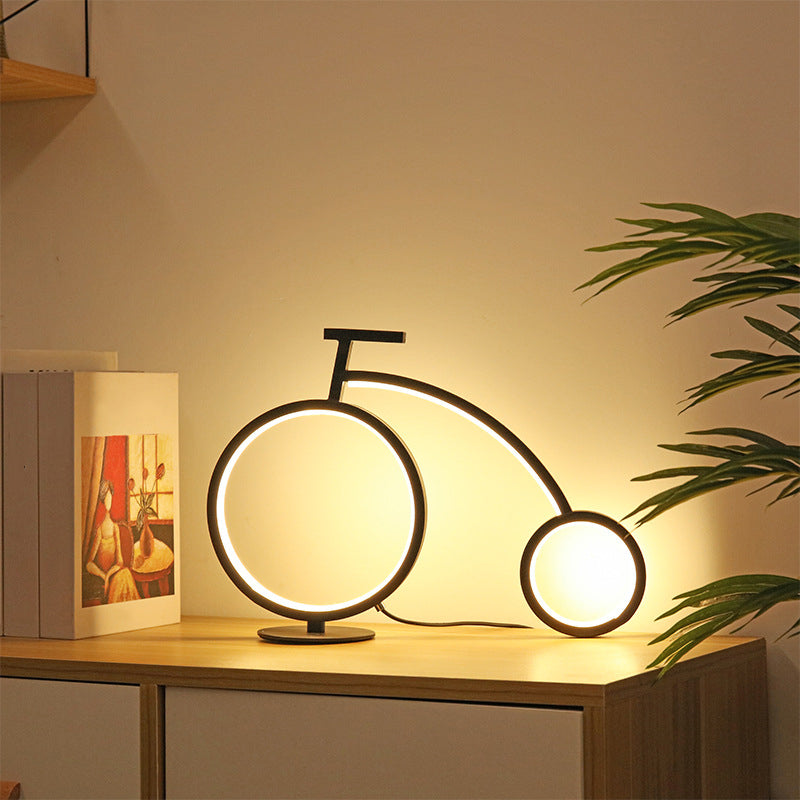 Novelty Bike Shaped Nightstand Lamp Minimalist Metal Bedside LED Table Light