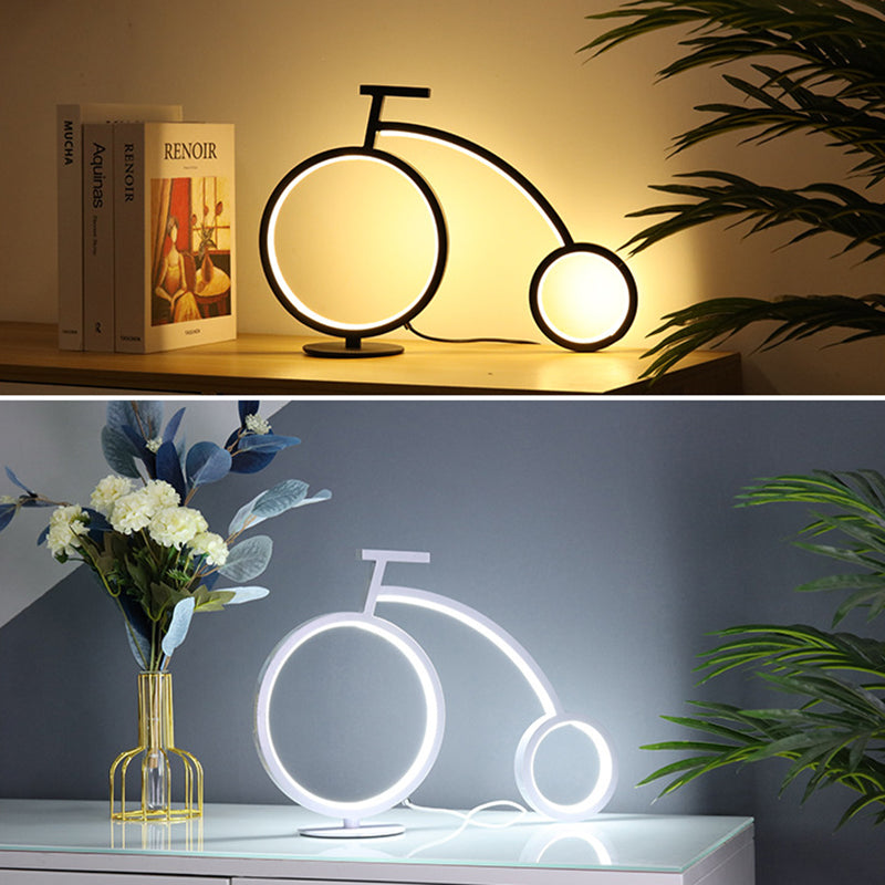 Novelty Bike Shaped Nightstand Lamp Minimalist Metal Bedside LED Table Light