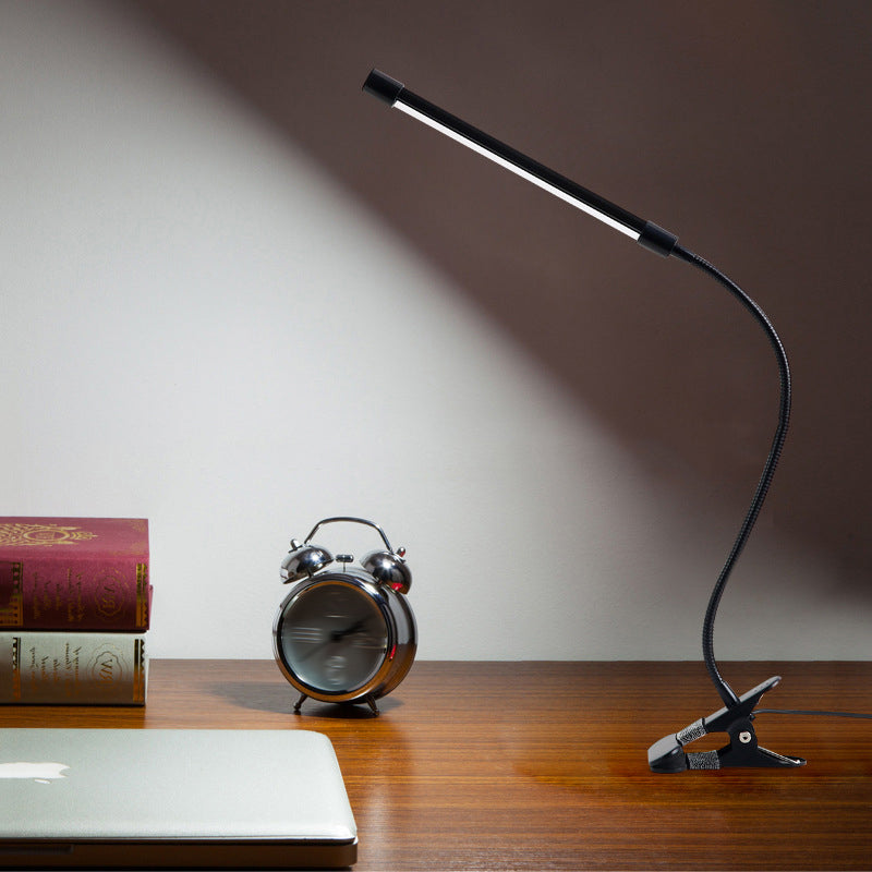 Schwarz Flexible Schwanenhals Klemmung-On-Schreibtisch Lampe moderne LED-Aluminium-Leuchtdichte für Schlafsaalraum
