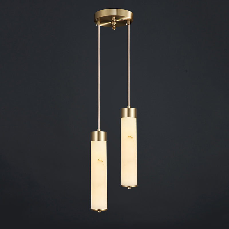 Accesorio de iluminación colgante de cilindro de piedra Luz de techo de latón LED moderno Luz