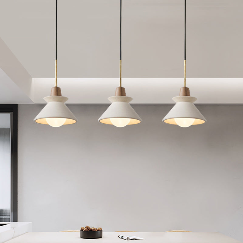 White Cone Pendant Lighting Fixture Nordic Style Cement Suspension Pendant Light