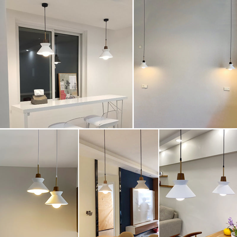 White Cone Pendant Lighting Fixture Nordic Style Cement Suspension Pendant Light