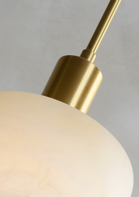 Shaded Bedroom Suspension Pendant Light Stone Modern Style Hanging Light Fixture in White