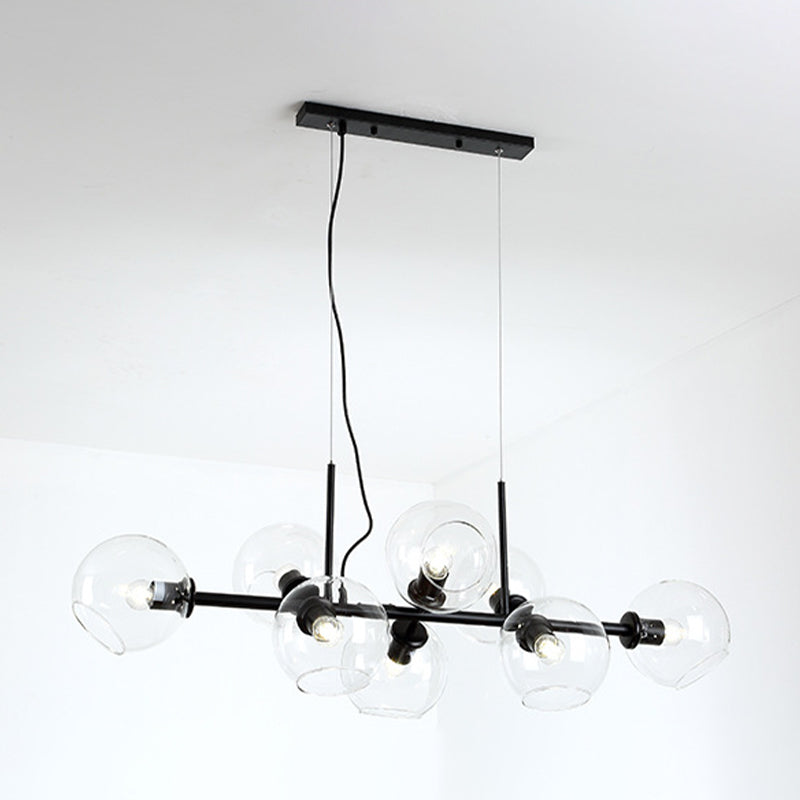 Globe Island Light Minimalist Minimalist Clear/Smoke Grey Glass 8 Luci Black/Gold Lampadario Lumo per sala da pranzo