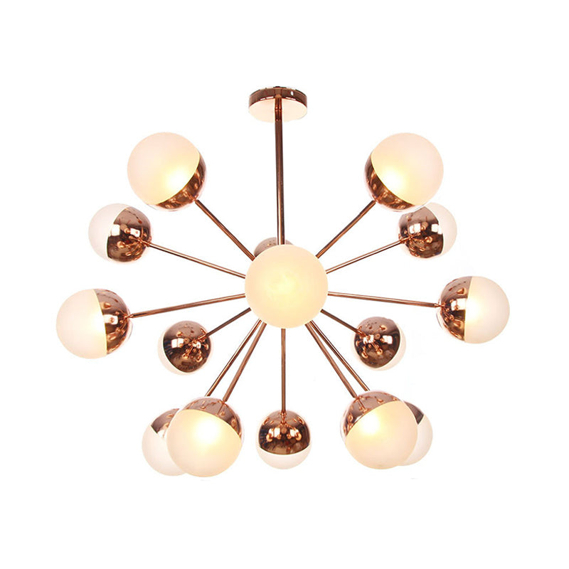 Semi-encastré Globe pour salle à manger, verre blanc/transparent/gris fumée, 9/12/15 lumières, luminaire semi-encastré contemporain en cuivre/chrome/or