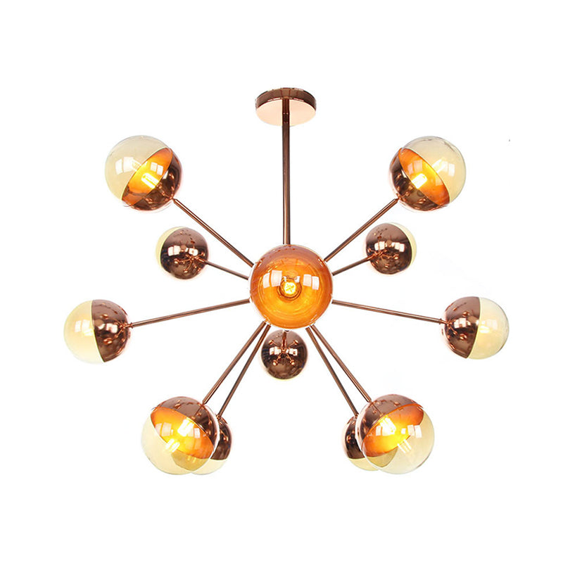 Semi-encastré Globe pour salle à manger, verre blanc/transparent/gris fumée, 9/12/15 lumières, luminaire semi-encastré contemporain en cuivre/chrome/or