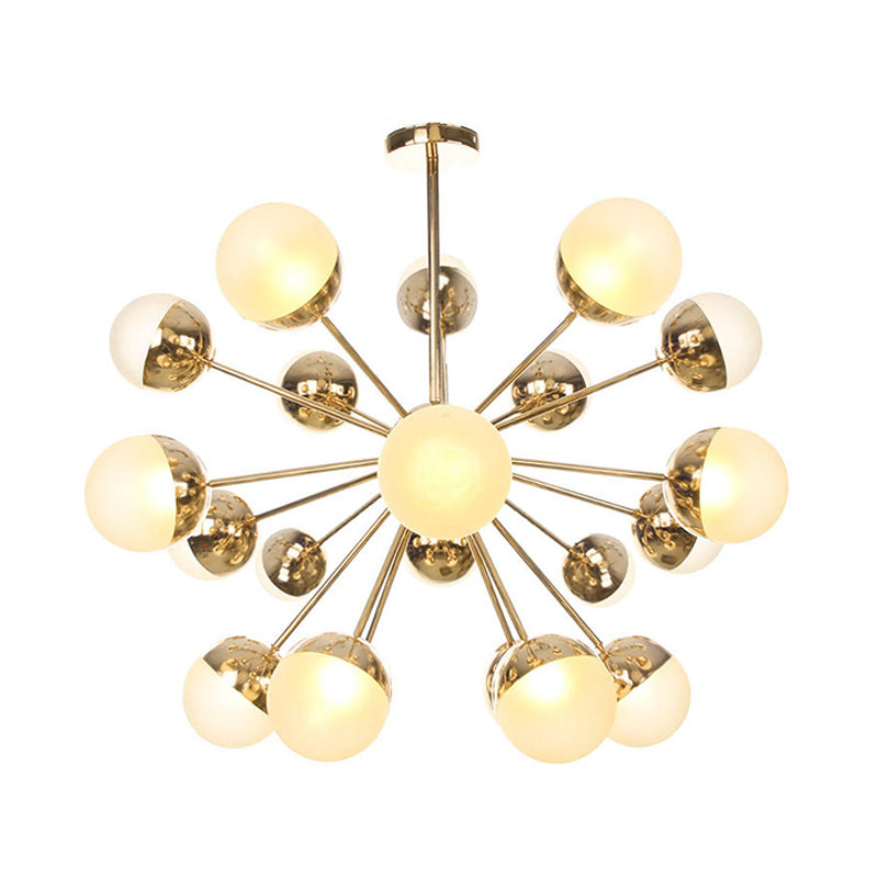 Semi-encastré Globe pour salle à manger, verre blanc/transparent/gris fumée, 9/12/15 lumières, luminaire semi-encastré contemporain en cuivre/chrome/or
