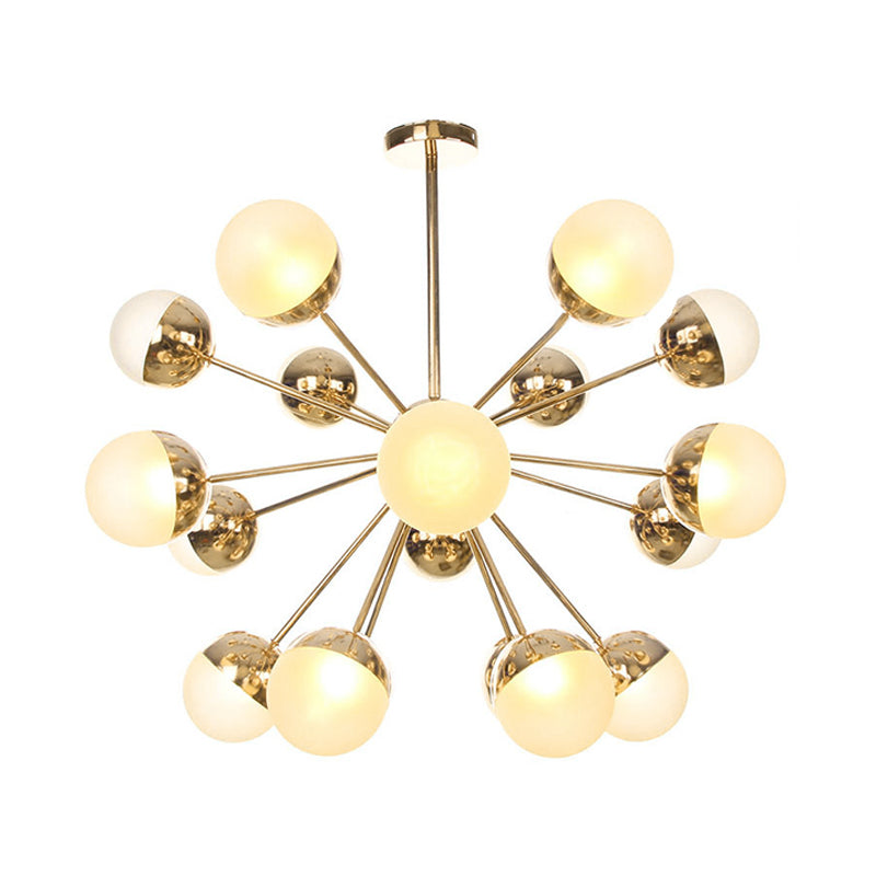 Semi-encastré Globe pour salle à manger, verre blanc/transparent/gris fumée, 9/12/15 lumières, luminaire semi-encastré contemporain en cuivre/chrome/or
