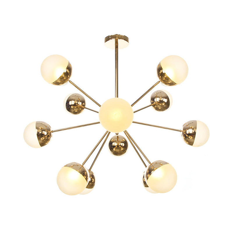 Semi-encastré Globe pour salle à manger, verre blanc/transparent/gris fumée, 9/12/15 lumières, luminaire semi-encastré contemporain en cuivre/chrome/or