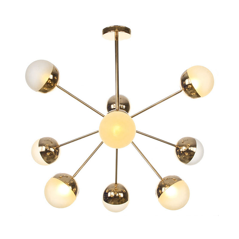 Semi-encastré Globe pour salle à manger, verre blanc/transparent/gris fumée, 9/12/15 lumières, luminaire semi-encastré contemporain en cuivre/chrome/or