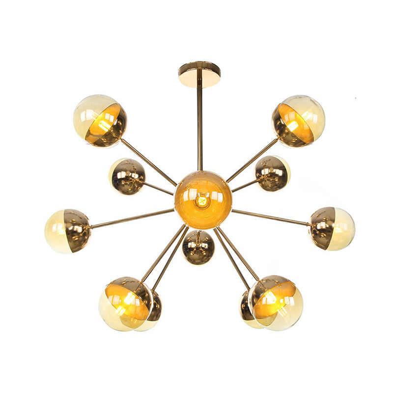 Semi-encastré Globe pour salle à manger, verre blanc/transparent/gris fumée, 9/12/15 lumières, luminaire semi-encastré contemporain en cuivre/chrome/or