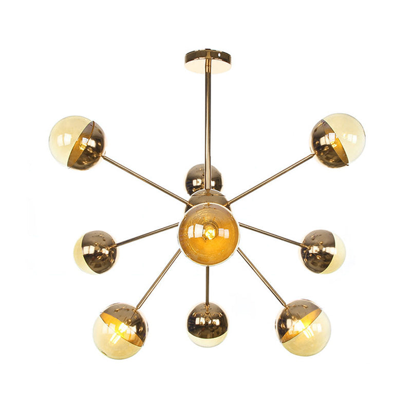 Semi-encastré Globe pour salle à manger, verre blanc/transparent/gris fumée, 9/12/15 lumières, luminaire semi-encastré contemporain en cuivre/chrome/or