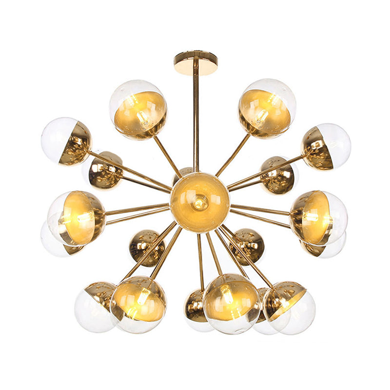 Semi-encastré Globe pour salle à manger, verre blanc/transparent/gris fumée, 9/12/15 lumières, luminaire semi-encastré contemporain en cuivre/chrome/or