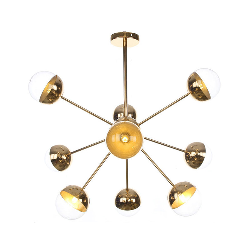 Semi-encastré Globe pour salle à manger, verre blanc/transparent/gris fumée, 9/12/15 lumières, luminaire semi-encastré contemporain en cuivre/chrome/or