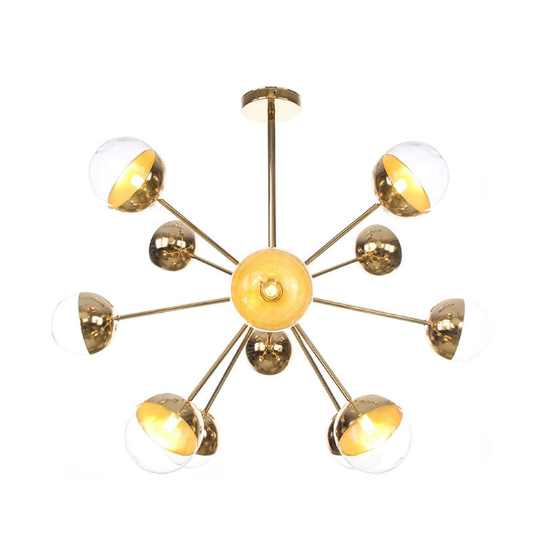 Semi-encastré Globe pour salle à manger, verre blanc/transparent/gris fumée, 9/12/15 lumières, luminaire semi-encastré contemporain en cuivre/chrome/or