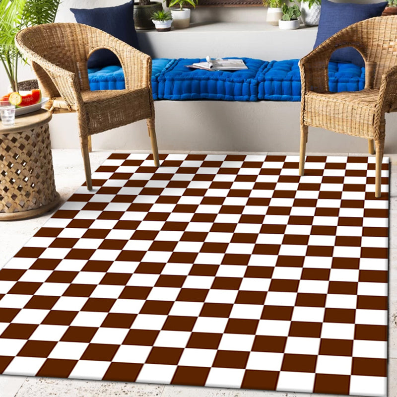 Solid Color Home Decoration Carpet Simplicity Checkered Area Rug Polyester with Non-Slip Backing Rug