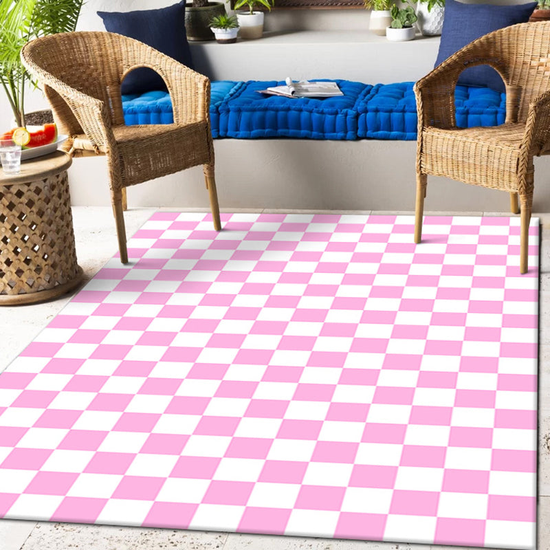 Solid Color Home Decoration Carpet Simplicity Checkered Area Rug Polyester with Non-Slip Backing Rug