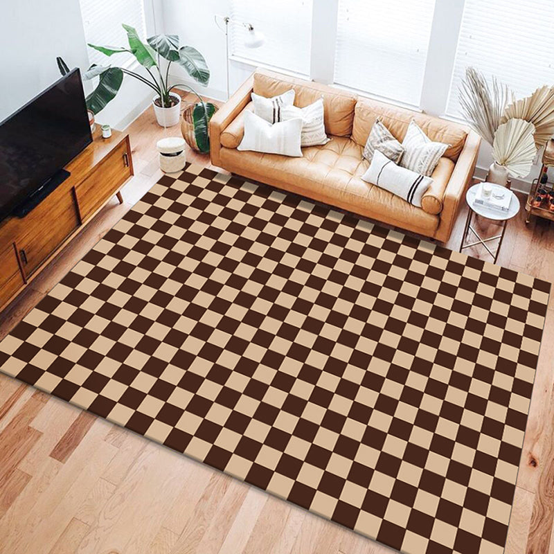 Solid Color Modern Area Carpet Polyester Gingham Indoor Rug Anti-Slip Backing Carpet for Living Room