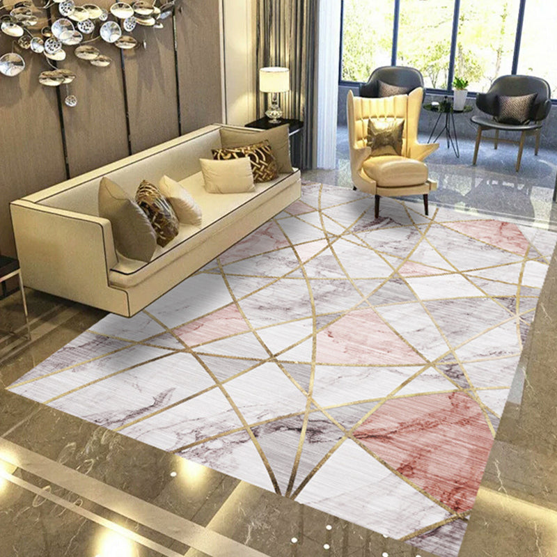 Creative Marble Print Rug Trendy Abstract Carpet Polyester Non-Slip Backing Rug for Living Room