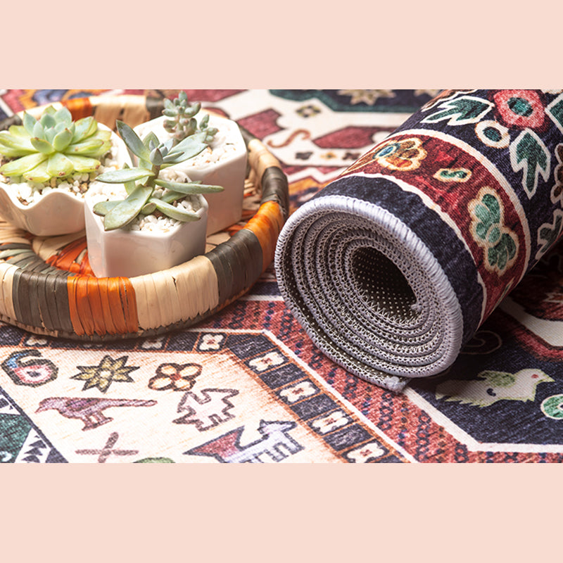 Mehrfarbiger persischer Indoor-Teppich Polyester Stammesdruck Teppich nicht rutschfestem Innenteppich für Wohnkultur