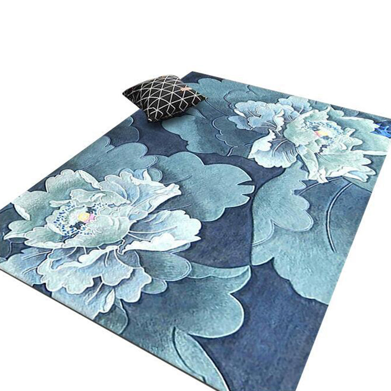 Trendy Floral Design Rug Multicolored Modern Rug Polyester Stain Resistant Carpet for Living Room