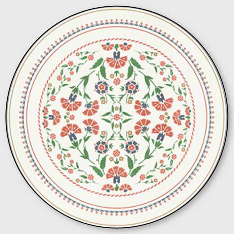 Fresh Flower Print Rug Simplicity Round Area Rug Polyester Anti-Slip Backing Carpet for Home Decor