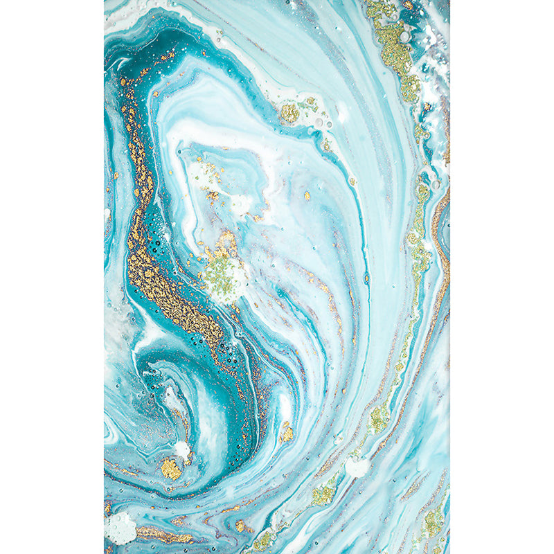 Blue Watercolor Printed Rug Creative Abstract Art Carpet Polyester Washable Rug for Living Room