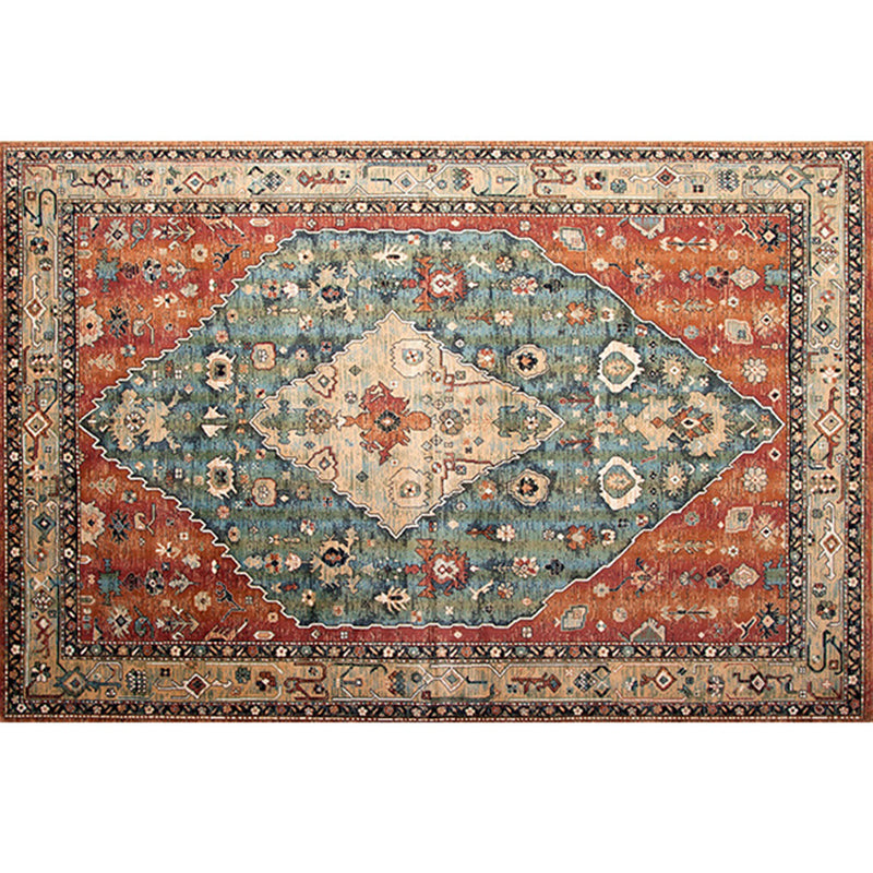 Elegant Red Tone Nostalgia Carpet Polyester Medallion Indoor Rug Stain Resistant Rug for Home Decor