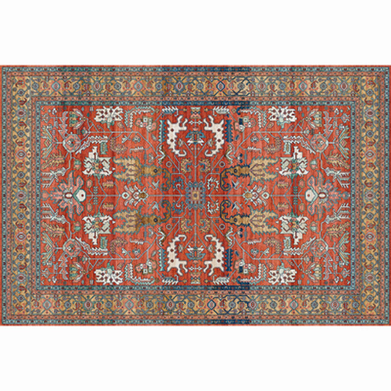 Roter Retro-Teppich aus Polyester mit Stammesmuster für den Innenbereich, rutschfester Teppich für das Wohnzimmer