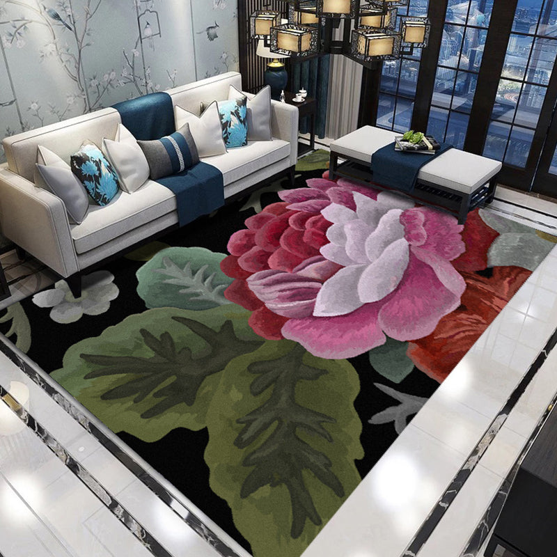 Wunderschöner, mit Blumenmuster bedruckter, mehrfarbiger, zeitgenössischer Teppich mit rutschfester Rückseite für die Inneneinrichtung