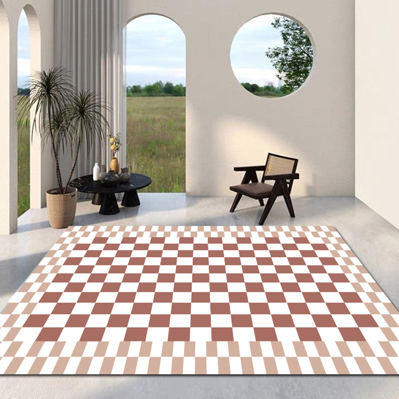 Solid Color Nordic Rug Polyester Buffalo Check Pattern Area Rug Easy Care Carpet for Living Room